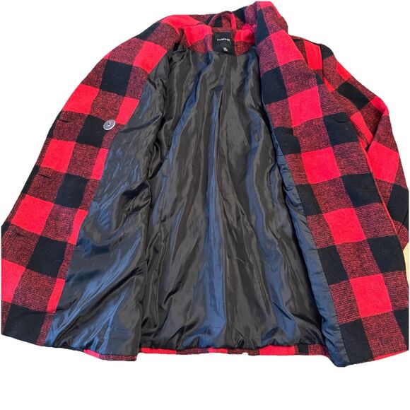Rampage Women’s Buffalo Check Plaid Pea Coat Double Breasted Jacket Size Medium - Picture 5 of 7